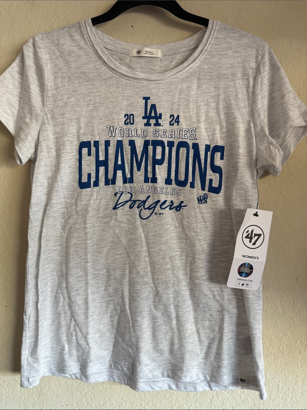 47 Los Angeles Dodgers Heather Gray Tee with Blue Graphics